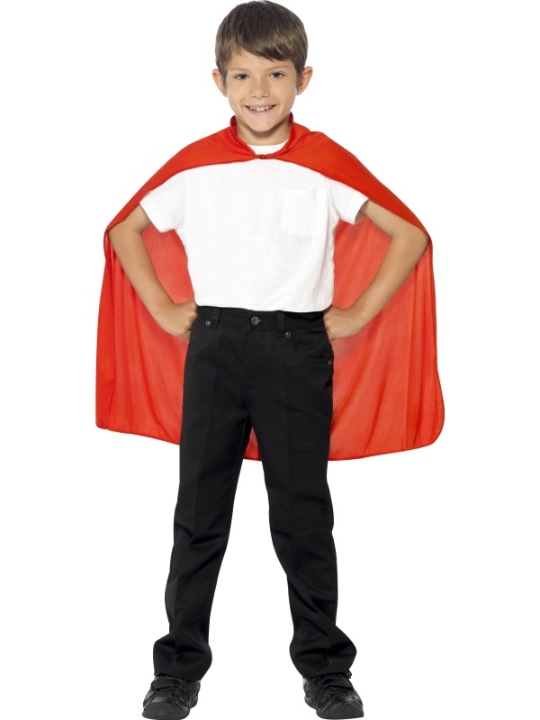 Rode Kinder Cape - deze cape is ook verkrijgbaar in het blauw en in 1 maat (one size fits most).