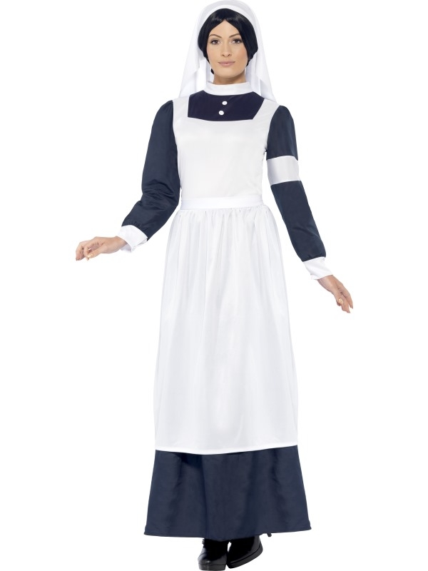 Verpleegster kostuum van voor de oorlog. Met de jurk en het verpleegstershoedje. Maak je outfit af met een stethoscoop en witte panty's!