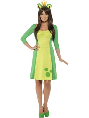 Een gek kikker kostuum? Waarom niet!Een mooie groene jurk met een bijpassend haarbandje.
Maak je outfit af met gekke schmink! 