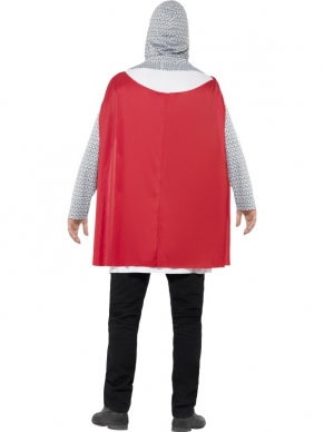 Mooi Ridder Kostuum, bestaande uit  het shirt met een cape er aan vast, een riem en de hoed (muts). Maak je outfit af met een stoer zwaard!