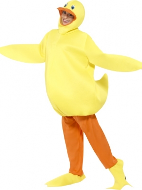 Grappig Eend (duck) Kostuum!Bodysuit met een broek, hoed en hoezen voor over de schoenen. 